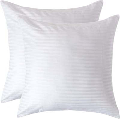 Homescapes Satijn Streep Katoen Kussensloop 60x60 cm – Set van 2 – Wit – 100% Egyptisch Katoen – Draaddichtheid 330