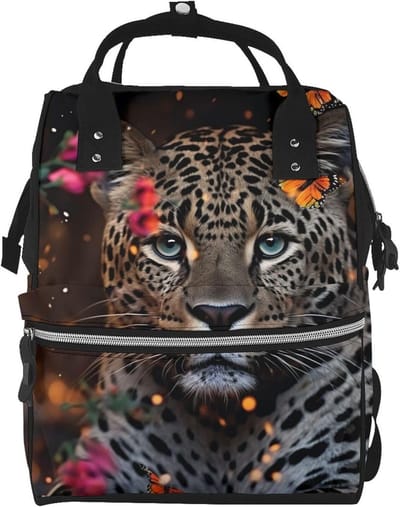 Luiertas Rugzak - Mommie Tas - Baby Verzorging - Grote Capaciteit - 39.88 cm Hoog - Luipaard Vlinder