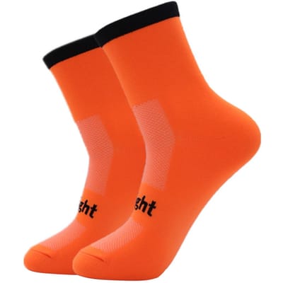 Chaussettes de cyclisme évacuant l'humidité, chaussettes de vélo pour hommes et femmes, chaussettes de sport, de course à pied, d'entraînement, de gymnastique, taille 7-12 orange
