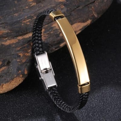 Nieuwe trendy leren armband heren roestvrij staal handgemaakte armbanden heren polsband bedel hand sieraden vriendje echtgenoot cadeau sp1037 Inner Perimeter185mm black