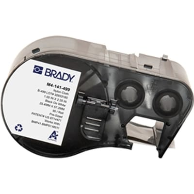 Brady M4-141-499 nylonweefsel labels zwart op wit | 25,4 mm x 57,15 mm (origineel)