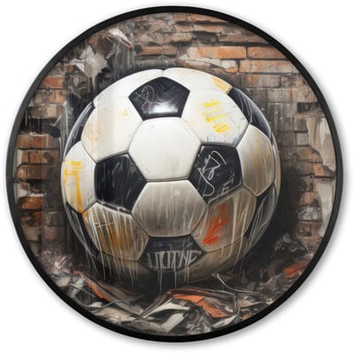 Poster in lijst Rond - Fotolijst 60x60 cm - Posters - Voetbal - Muur - Zwart - Wit - Ronde posterlijst zwart - Decoratie - Wanddecoratie woonkamer - Muurdecoratie slaapkamer
