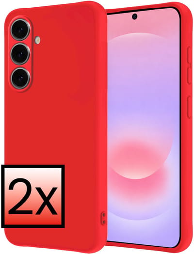 Hoesje - 2 Stuks - Geschikt voor Samsung Galaxy A37 - Sterk & Shockproof - Case Siliconen - Back Cover - Telefoon Hoes - Rood