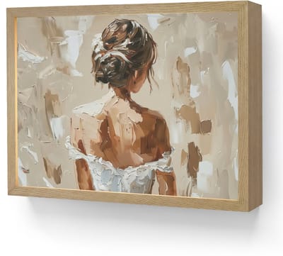 Wandlamp 40x30 cm - Oplaadbaar - Vrouw - Verf - Abstract - Beige - Modern - Wandlampen binnen woonkamer - Slaapkamer lamp - Decoratieve nachtlamp - Vloerlamp draadloos