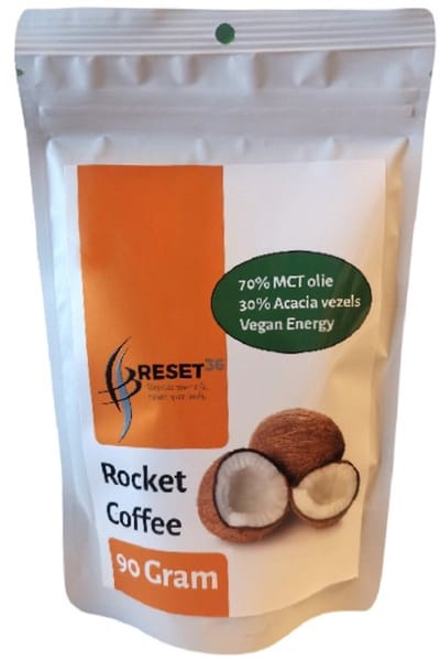 Rocket Coffee - Pure MCT-Poeder (C8) - 70% MCT Olie - 30% Acacia Vezels - 90 gram - RESET36