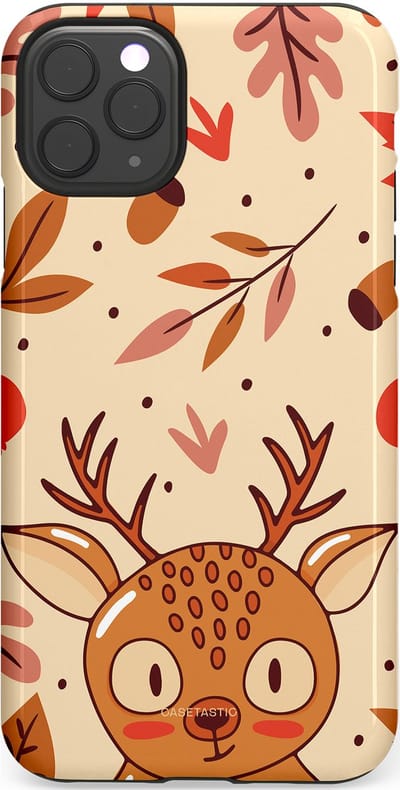 Casetastic hoesje geschikt voor Apple iPhone 11 Pro Max - Dubbellaagse bescherming - Hert in de herfst - Fashion Case - Zand Terracotta Rood