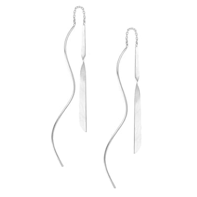 EAR IT UP - Doortrekoorbellen - Twist - Mat - Threader - 925 sterling zilver - 129 x 3 mm - 1 paar