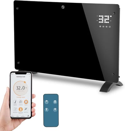 Elektrische Radiator - Convectieverwarmer Glas - Ruimte Verwarmen - Wifi App Bediening - 2000 W - Zwart