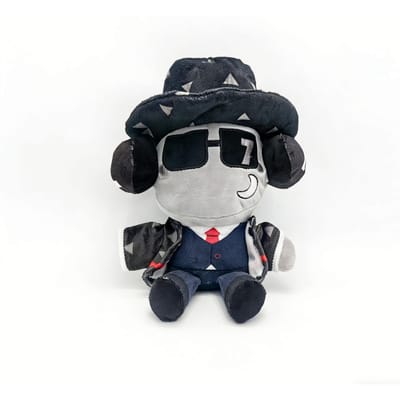 20cm Zacht Grijs Verlaten Kans Pluche Figuur Pop Gekleed in Pak en Hoed met Zonnebril Knuffeldier Speelgoed voor Kinderen 20CM black