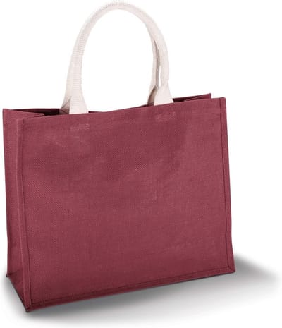 Klimood Boodschappentas - jute - bordeaux rood - strandtas - 42x36 cm - 22 liter