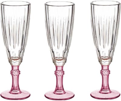 Vivalto Champagneglazen Exotic Collection - set 6x - roze voet - 170 ml - Champagne flutes