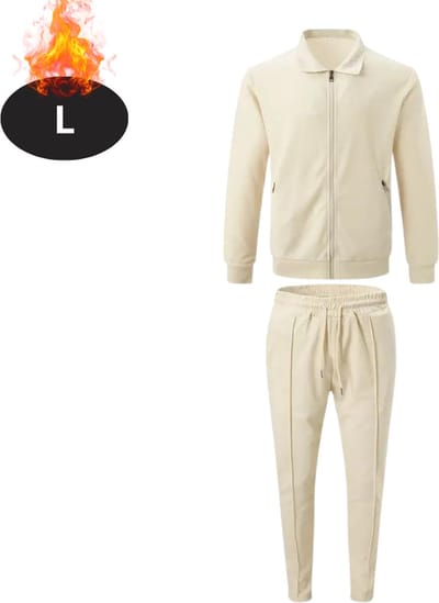 Nivard Joggingpak - Huispak - Volwassenen - Trainingspak - Comfortabel - Joggingsbroek - Tracksuit - Heren - Rits - Kaki - L