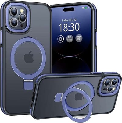Bentiacc - iPhone 14 Pro Max Case - Blauw - Magnetische Standaard - Antislip