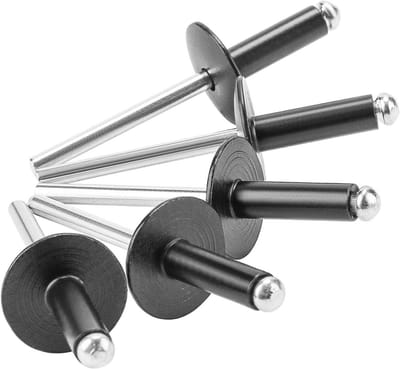 Blinde Klinknagels - Aluminium Popnagels - Bevestigen van Materialen - Grote Flens - 3/16" x 1/2" - Zwart