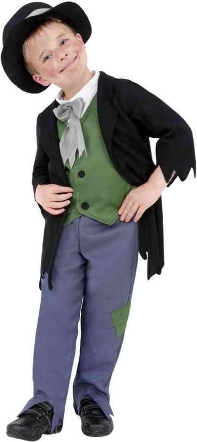 Smiffys - Dodgy Victorian Boy Kinder Kostuum - Kids tm 12 jaar - Zwart