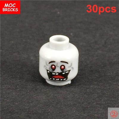 30 stuks/partij MOC Stenen Zombie Gezicht Hoofd Expressie Collectie anime figuur DIY compatibel bouwstenen Leergerichte Speelgoed