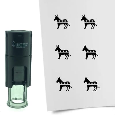 CombiCraft Stempel Ezel van de Democraten 10mm rond - zwarte inkt