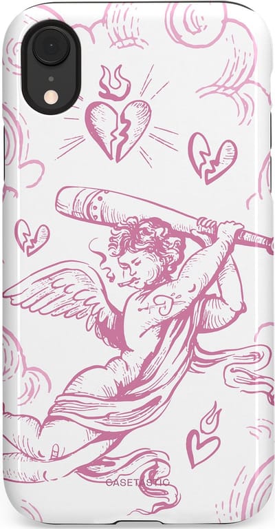 Casetastic Hoesje Geschikt voor Apple iPhone Xr - Stijlvolle Beschermende Duo-layer Case - Engel Roze Liefde