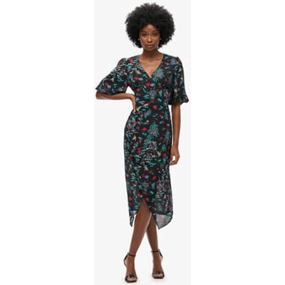 Superdry - Transparante midi-jurk met korte mouwen - Dames - Jurken
