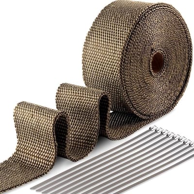 50mm Titanium Magma Isolatie Tape, 10m Keramisch + 10 Stuks RVS Bevestigingsmiddelen voor Verdeelstukken
