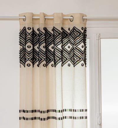 Atmosphera Gordijn Sama Etnik - Kant en klaar met ringen - Beige - 140 x 240 cm - Transparant