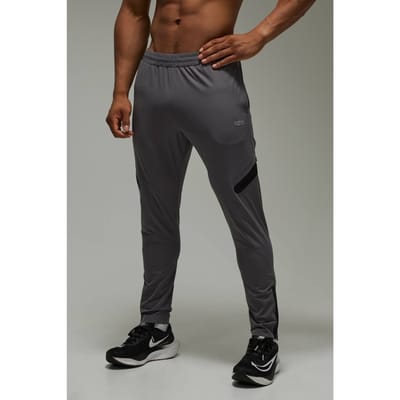 Heren Active Tape Zip Taps Toelopende Jogger | Charcoal | Size Large