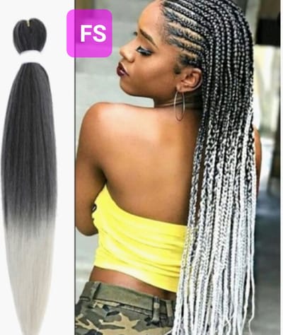 Frazimashop- Vlechthaar 1 Stuk - Haar Extensions - 30 inch 75 cm Hairextensions - Braids Hair - 1b/grijs