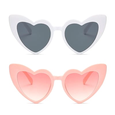 Dailygoods- Zonnebril UV400-bescherming - Hartvormig ontwerp - Lichtgewicht - 2 stuks - Retro stijl - Comfortabele neusondersteuning - Hartzonnebril