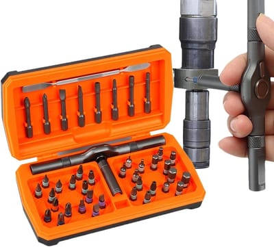 Ratel Schroevendraaier Set - Multi Bit Gereedschap - Klus Klussen - 43 Delig Magnetisch - Compacte Koffer - Grijs