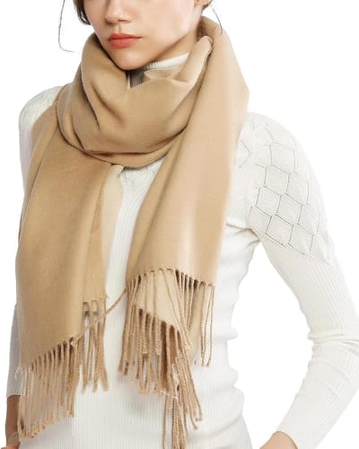 Dames Sjaal Groot Zacht Dubbelzijdig Design, Warme Winter Sjaal met Franjes voor Herfst en Winter