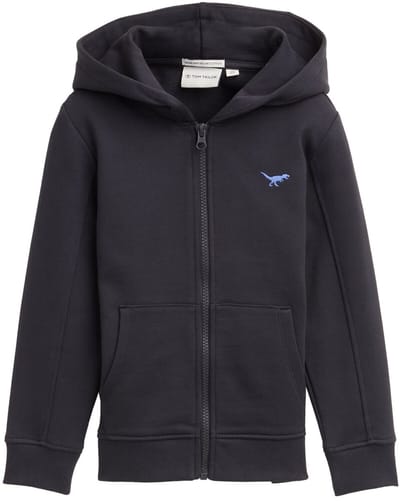 Tom Tailor - Hoodie sweatjas met borduursel - Maat 92/98 - coal grey