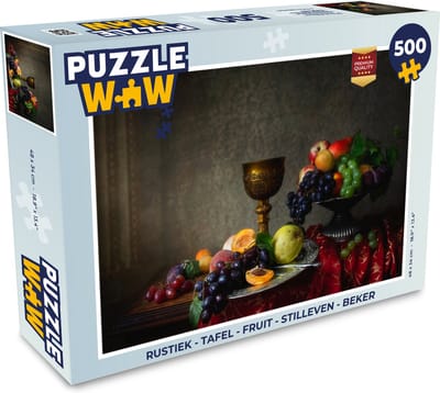 Puzzel Rustiek - Tafel - Fruit - Stilleven - Beker - Legpuzzel - Puzzel 500 stukjes