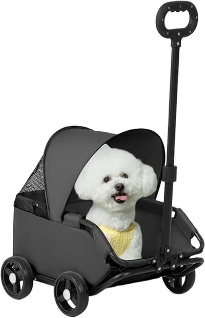 Huisdieren Wandelwagen - Dierenbuggy - Comfortabel Reizen - Geventileerd Ontwerp - Tot 7 kg - Zwart