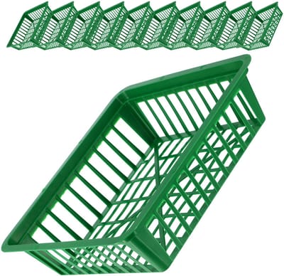 KADAX Plantenmand voor bloembollen, kweekmand van kunststof, kweekschaal voor groenteplanten, bloembollen mand in 2 vormen voor voorjaarsbloeiers (28 x 26 cm, set van 10 stuks)