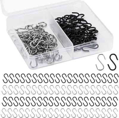 Kleine S-Haakjes voor Ophangen - 100 Stuks RVS Mini S-Haakjes met Opbergdoos voor DIY Sieraden, Sleutelhangers en Labels