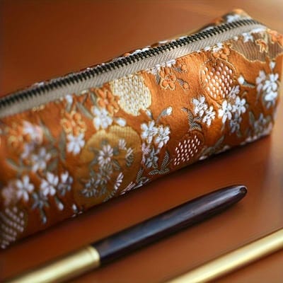 Retro Chinese Stijl Katoen Hennep Brons Canvas Borstel Gordijn Eenvoudig Grote Capaciteit Studenten Potlood Etui(4 kleuren Optioneel)