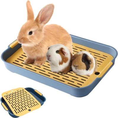 Grote konijnenbak met zeef 27 x 18,5 cm - Dierenbak voor konijnen en cavia's, ideaal voor training en hygiëne