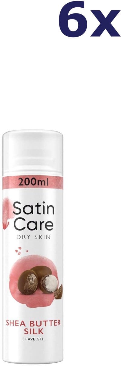 Gillette Satin Care Dry Skin Shave Gel Shea Butter Silk - 6 x 200 ml