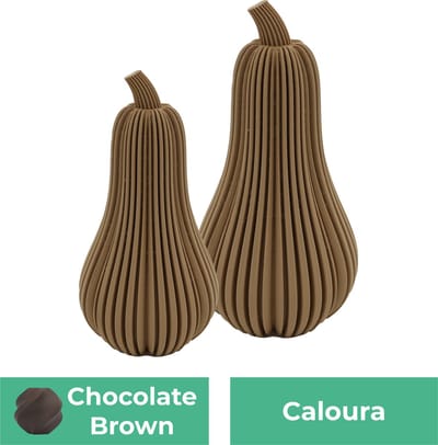 Caloura pompoen beeld set – Decoratief beeld - Chocolade Bruin - 3d geprinte beeld – Herfst woondecoratie - 11CM & 14CM