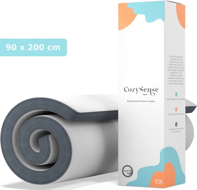 CozySense® Topper Matras 90x200 - 8 cm Verkoelend Topmatras - Gel Infused Traagschuim - CertiPUR-US® - Wasbare Hoes - Zachte Hardheid