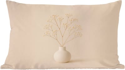 Sierkussens - Kussentjes Woonkamer - 60x40 cm - Vaas - Takken - Bloemetjes - Wit