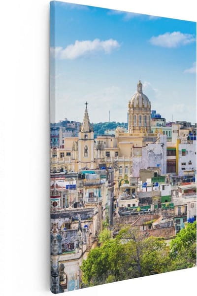Artaza Canvas Schilderij Skyline Havana - 20x30 cm - Klein - Muurdecoratie Stad - Wanddecoratie Cuba - Kamer Accessoires Woonkamer