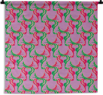 Wandkleed - Wanddoek - Hert - Patroon - Paars - 90x90 cm - Wandtapijt