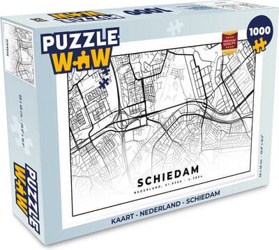 Puzzel Kaart - Nederland - Schiedam - Legpuzzel - Puzzel 1000 stukjes volwassenen