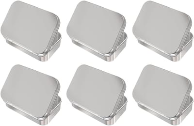 Dailygoods- Blikjes Set van 6 - Roestvrij Staal - Rechthoekige Dozen - Compact Formaat 88 x 60 x 18 mm - Duurzame Kwaliteit - Veilige Sluiting - Opbergdozen