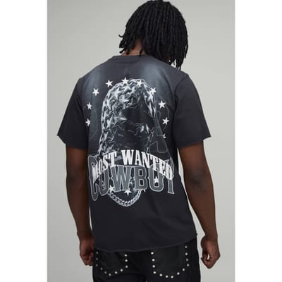 Lang Regular Fit Gewassen Most Wanted Masker T-shirt | Black | Size Small