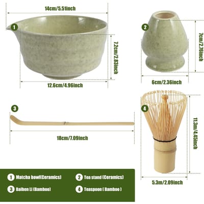 4 Stuks Japanse Matcha Set Veilige Bamboe Klopper Theelepel Thee Lepel Schep Kom Binnen Drankenwinkel Thee-maakgereedschap Accessoires gray