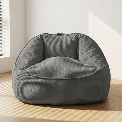 HomeMiYN Pear-Shaped Bean Bag Sofa – Grijs – Zachte Techstof – 180 kg Capaciteit – Comfortabel & Stijlvol – Perfect voor Woonkamer, Slaapkamer & Thuiswerkplek