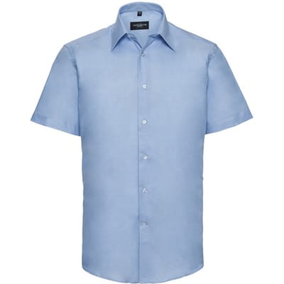 Russell Collection Heren Oxford Getailleerde Overhemd met Korte Mouwen (Oxford Blauw)
