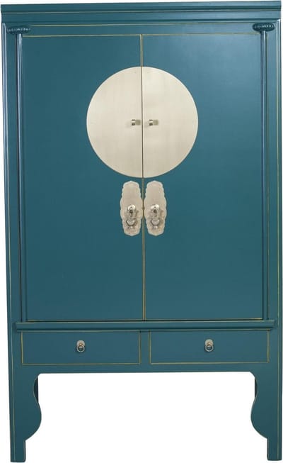 Fine Asianliving Chinese Bruidskast Teal - Orientique Collectie B100xD55xH175cm Chinese Meubels Oosterse Kast